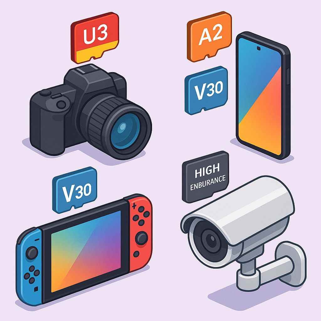 جدول انتخاب SD CARD مناسب برای دوربین، گوشی، دوربین ثبت وقایع و مداربسته 